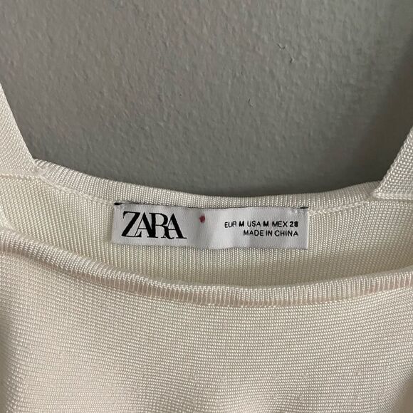Zara White Tiered Square Neck Cropped Shirt Size Medium - Picture 6 of 9